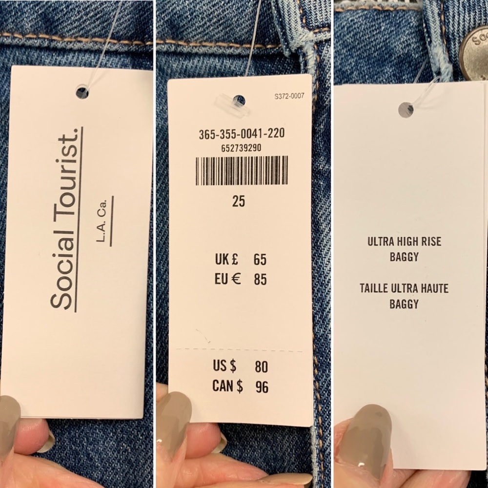 NWT Social Tourist Highest Rise Side Snap Extreme Baggy Jeans Medium Wash Denim - Picture 11 of 16